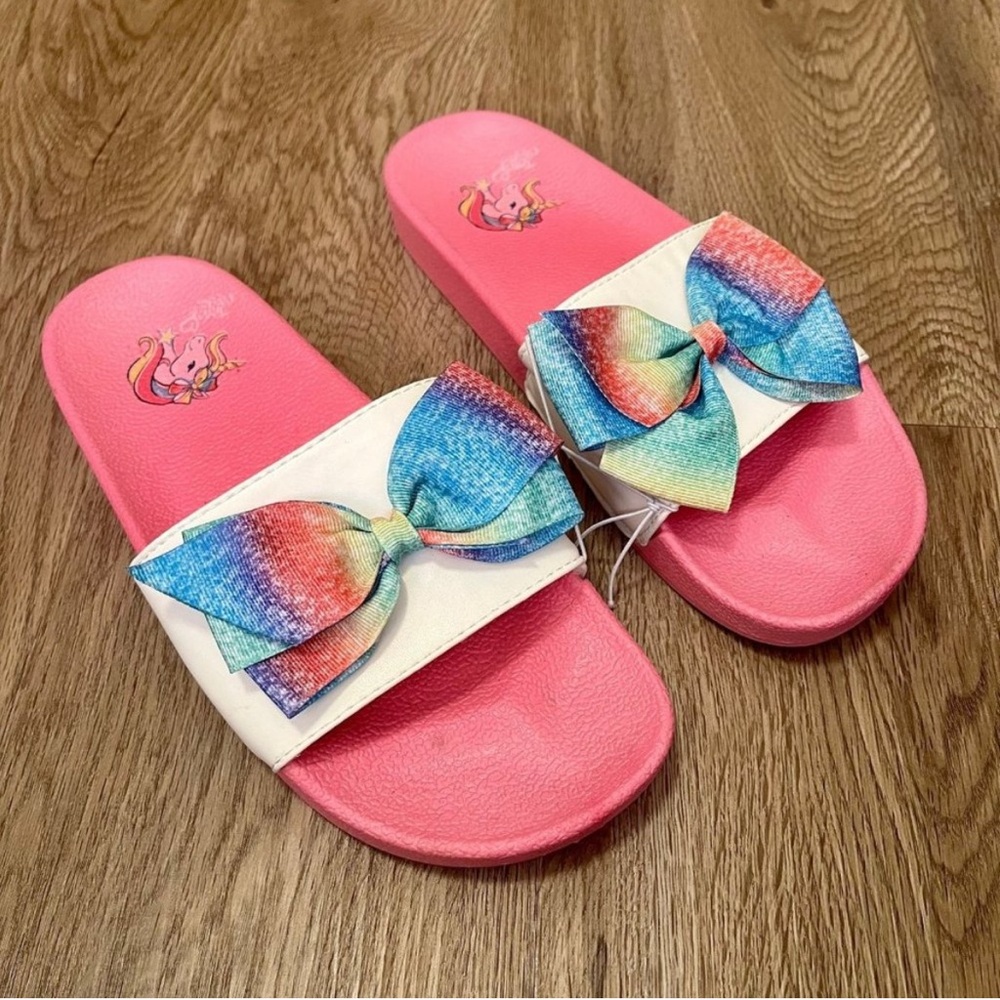 Jojo Siwa Pink Unicorn Slide Sandals with Rainbow Bow